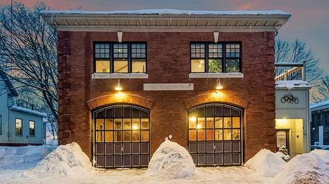 Firehouse flip! See how this 110-year-old fire station looks as a loft San Myshuno, Contemporary Loft, Fire Equipment, Home Mortgage, Loft House, Modern Loft, House Fire, Brick Building, Fire Station