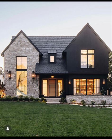 What House, Modern Contemporary Homes, Dark House, Dark And Moody, Modern Farmhouse Exterior, Not Sorry, Farmhouse Exterior, Updating House, Dream House Exterior