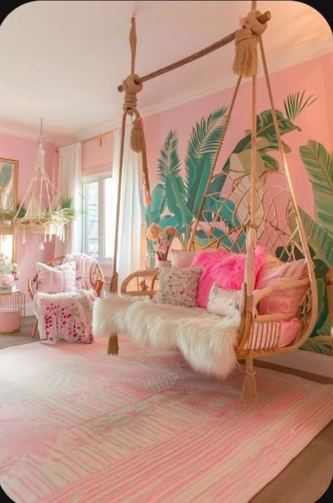 Yoga Room Design, Girls Bedroom Decor Ideas, Fancy Bedroom, Bedroom On A Budget, Dream Bedroom Inspiration, Tropical Bedrooms, Big Girl Bedrooms, Girls Bedroom Decor, Colorful Interior Design