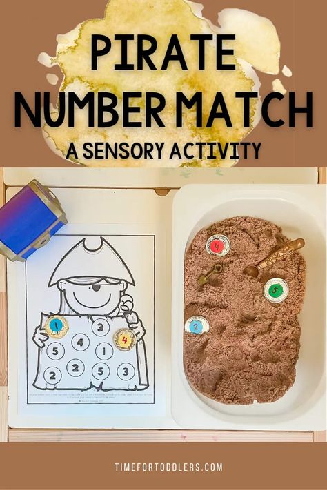 Learning numbers thru play? YES! This number match activity is the perfect pirate math activity for prek. Pirate Themes For Preschool, Pirate Theme Occupational Therapy, Pirate And Mermaid Theme Preschool, Pirate Curriculum Preschool, Mermaid And Pirate Crafts For Toddlers, Pirate Learning Activities, Pirates Activities For Toddlers, Pirates Theme Preschool, Pirate Dramatic Play Preschool