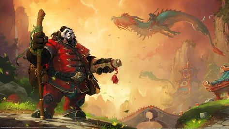 World of Warcraft: Mists of Pandaria wallpaper or background 06 Pandaren Monk, Panda Warrior, Panda Dragon, Dragon Staff, Panda Pop, World Of Warcraft Art, Concept Art World, Warcraft Art, Heroes Of The Storm