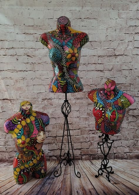 Painted Mannequin, Hand Painted Art, Abstract Art, Altered Art, Retro, Bohemian, Once Upon a Time, Nursery Rhyme Art, Fairy Tale Art - Etsy Mannequin Art Ideas, Once Upon A Time Nursery, 3d Doodles, Mannequin Diy, Nursery Rhyme Art, Painted Mannequin, Dress Dummy, Mannequin Decor, Bowling Ball Art