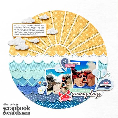 Allison Davis, Cool Backdrops, Beach Scrapbook Layouts, Scrapbook Generation, My Scrapbook, Summer Scrapbook, Crate Paper, Scrapbook Sketches, Studio Calico