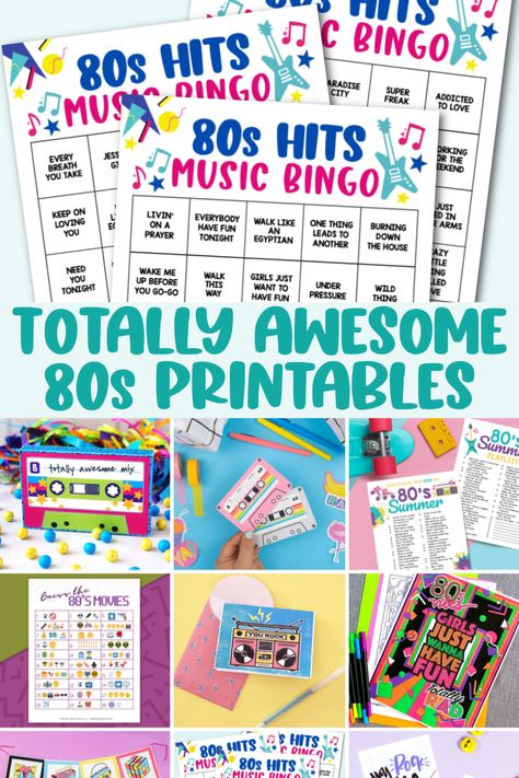 Decades Activities, 80s Activities, 80s Printables, Printable Party Games, 80s Games Party, 80s Party Game Ideas, 80s Theme Party Games, 80s Party Games Activities, 80s Classroom Activities