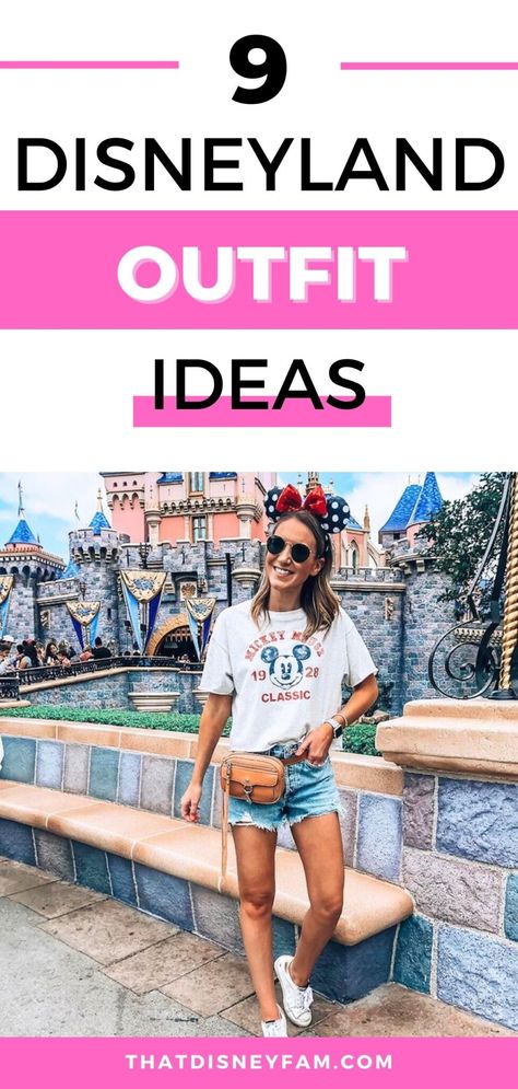 9 Cute Disneyland Outfit Ideas You'll Definitely Want To Copy - That Disney Fam Mom At Disney Outfit, Outfits To Wear To Disney World Summer, Outfits To Wear To Disneyland Summer, Disney Bounding Mickey Mouse, Comfy Disney World Outfits, Womens Outfits For Disney World, Simple Disney Outfits Casual, Disney World Summer Outfits Women, Women Disneyland Outfits