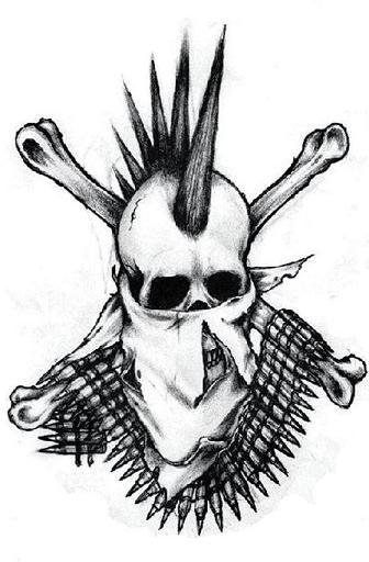 Punk Skull Tattoo Punk Tattoo Ideas, Punk Rock Tattoos, Apocalypse Tattoo, Punk Tattoos, Punk Drawing, Punk Tattoo, Skull Girl Tattoo, Skull Stencil, Punk Skull