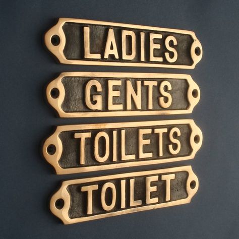 Bronze Door Signs - Toilet, Toilets, Ladies, Gents, Disabled, WC, The Man Cave, Mind Your Head, Mind The Step - Cafe, Pub, Restaurant Signs Restaurant Toilets, Pub Signage, Wc Sign, Toilet Signs, Toilet Door Sign, Brunch Bar, Bronze Door, Pub Restaurant, Toilet Door