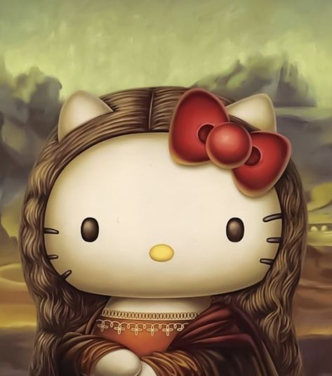 Mona Lisa Parody, Hello Kitty Imagenes, Images Hello Kitty, Hello Kitty Tattoos, Charmmy Kitty, Hello Kitty Images, Hello Kitty Themes, Hello Kitty Aesthetic, Kitty Art