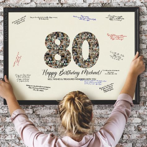 80th Birthday Gift Men women, 80th birthday party decoration guest book, 80th Birthday Poster Sign, 80th birthday Ideas Card games invite ♥️Unique 80th Anniversary Gift & Decor! Ready in 24-48 hours! ⭐HOW TO ORDER?⭐ 1. Choose your size and number of photos. 2. Add your custom details in the personalization box. For photos, please send them via ETSY message  or email hello.lovemementos@gmail.com 3. Your printable files will be sent to your email. 4. Print at home or bring to your local print shop 80 Bday Party Ideas, 80 Birthday Party Ideas For Men, 80 Birthday Party Ideas Decoration, 80 Birthday Party Ideas, 80th Birthday Party Ideas For Grandma, 80th Birthday Ideas, 80th Birthday Party Ideas, 80th Birthday Gift Ideas, 80th Birthday Party Decorations