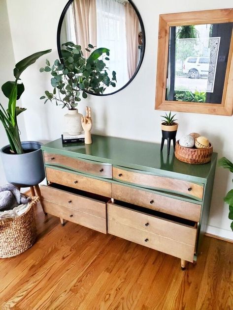 Dresser Front Makeover, Colorful Dresser, Designing A Home, Diy Dresser Makeover, Mcm Furniture, Mid Century Modern Dresser, Diy Furniture Renovation, Furniture Rehab, Furniture Renovation