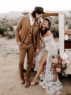 Wild Ones Wedding Inspiration. Rue de Seine boho wedding dress. Dried palm florals at The Ruin Venue in the desert. Rose Gold Wedding Inspiration, Costum Elegant, Boho Bridal Dress, Mens Wedding Attire, Groom Wedding Attire, Gold Wedding Inspiration, Summer Beach Wedding, Groomsmen Attire, Groom Outfit