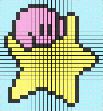 Grid Crochet, Kirby Star, Mc Ideas, Crochet Grid, Cute Game, Grid Patterns, Pixel Art Grid, Star Character, Diy Perler Beads