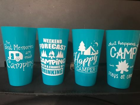 Camping Cups 22oz Tumblers | Etsy Camping Tumbler Ideas, Camping Drinks, Shell Knob, Egg Container, Camping Cups, Camping Kitchen, Lake Trip, Summer Drink, Make Happy