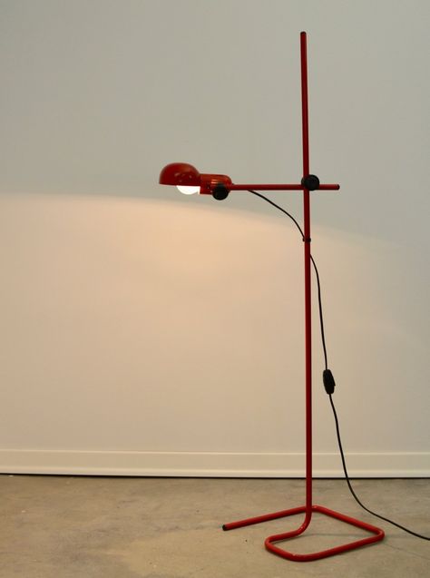 For sale: Red floor lamp, 1980s | #vntg #vintage Retro Floor Lamp, Lamp Ikea, Retro Floor Lamps, Red Floor Lamp, Red Floor, Red Lamp, Yellow Room, Lamp Floor, Reading Lamp Floor