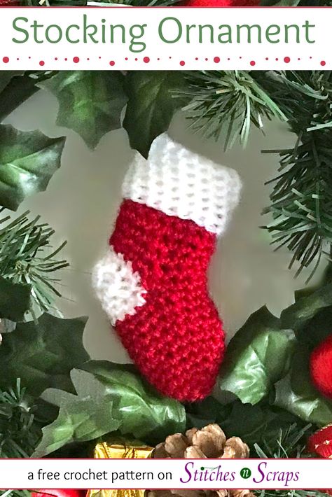 Stocking Ornament Crochet Pattern, Christmas Stocking Ornament Pattern, Crochet Christmas Stocking Ornament, Xmas Amigurumi, Stocking Ornament Pattern, Crochet Stocking Pattern Free, Small Socks, Stocking Pattern Free, Crochet Christmas Stocking Pattern