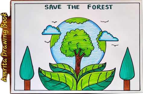 Video Tutorial uploaded on Amrita Drawing Book Channel. Subscribe for more creative Drawings and School Projects #vanmahotsav #poster #drawing #easydrawing #howtodraw #competition #savetrees #saveenvironment #youtube #amritadrawingbook Forest Drawing, Creative Drawings, Save Environment, Save Trees, Drawing Book, Poster Drawing, Still Life Drawing, Drawing Easy, Creative Drawing