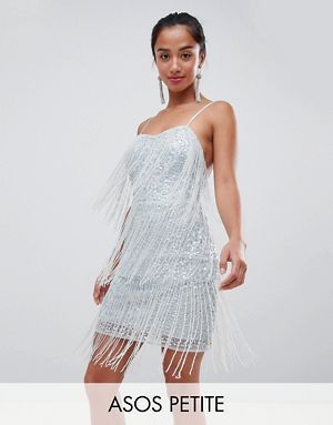 ASOS DESIGN Petite sequin fringe mini dress Fringe Dresses, Fringe Wedding Dress, Embellished Wedding Dress, Embellished Jumpsuit, Fringe Mini Dress, Asos Petite, Eve Dresses, New Years Eve Dresses, Long Bodycon Dress