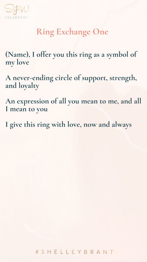 Exchange Of Rings Script, Unique Wedding Ceremony Readings, Exchanging Of Rings Wording, Ring Vows Exchange Of, Vows For Wedding Ceremony, Ring Exchange Wording For Officiant, Wedding Ceremony Readings For Friends, Modern Wedding Vows Simple, Wedding Pronouncement Wording