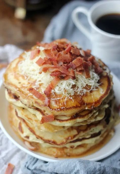 Baker Bettie, Savory Bacon, Pancakes And Bacon, Pancake Recipes, Flavored Bacon, What's For Breakfast, Recipe Community, Bacon Cheddar, Savory Breakfast