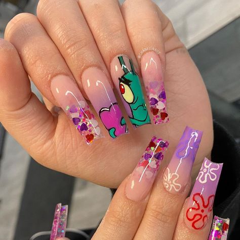 Plankton Nails, Nail Art Designs Short, Short Nails Ideas, Pretty Nail Art Designs, Nail Inspo, Nail Art Designs, Anatomy, Cool Pictures, Art Journal