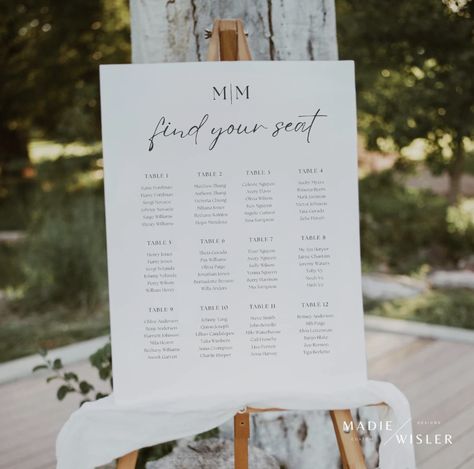 Large Seating Chart, Minimalist Seating Chart, Seating Chart Poster, Find Your Seat Sign, Seating Chart Sign, Find Your Seat, Seating Chart Template, Seating Chart Wedding, Wedding Seating