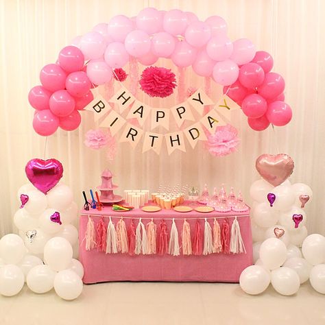 Birthday dress-up arrangement balloon decoration package party children's party pink theme dessert table background wall decoration Pink Birthday Decorations, Birthday Decorations At Home, Table Background, Decoration Balloon, Simple Birthday Decorations, Birthday Wall, Birthday Party Decorations Diy, Birthday Packages, Tent Decorations