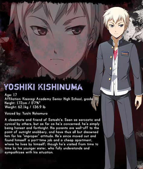 Yoshiki Yoshiki Kishinuma, Blue Ghost Rider, Party Characters, Blood Drive, Corpse Party, Rpg Horror, Video Game Anime, Games Party, Yandere Boy