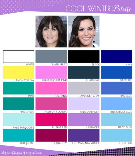 web-Cool-Winter-color-palette-names - 30 something Urban Girl True Winter Color Palette, Winter Skin Tone, Cool Winter Color Palette, Deep Winter Palette, Deep Winter Colors, Winter Palette, Clear Winter, Winter Color Palette, Winter Typ