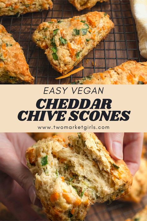 Cheddar Chive Scones, Chive Scones, Scones Vegan, Best Side Dish, Vegan Scones, Vegan Cheddar, Vegan Brunch, Tofu Scramble, Desserts Vegan