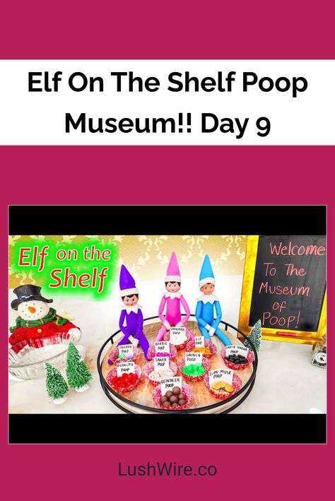 Elf On The Shelf Poop Museum!! Day 9 Elf Poop Museum, Elf On The Shelf Poop Museum, Elf On The Shelf Poop, Miniature Pizza, Grinch Santa, Mini Bowling, The Elf On The Shelf, Creation Crafts, Sparks Joy