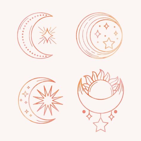 Cute Sun And Moon Drawing, Sun Drawing Design, Moon And Stars Drawing, Sun Moon Logo, Moon Line Art, Stars Drawing, Planet Illustration, Moon And Star Design, Moon Symbol