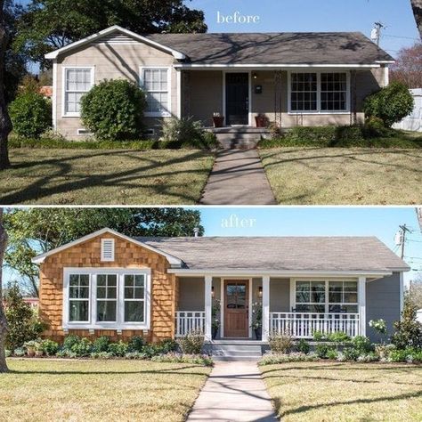 Before & After Cedar Shake Shingles, Gaines Fixer Upper, Before And After Home, Exterior House Paint, Shake Shingle, Cedar Shakes, Modern Cottage, Room Transformation, House Paint