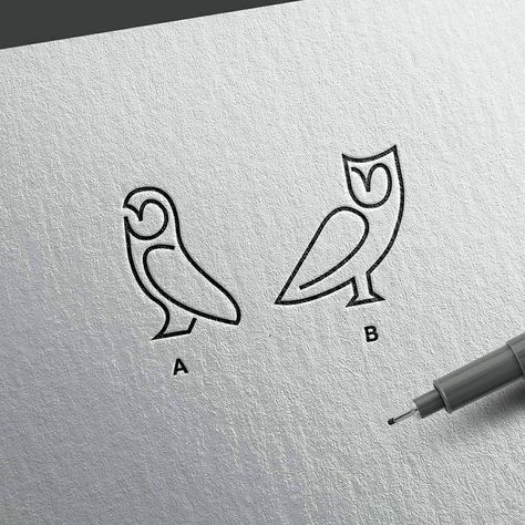 Owl Doodle, Designer Identity, Simple Owl, Lily Flower Tattoos, Owl Graphic, Logo Design Love, B Design, Owl Tattoo Design, Owl Logo