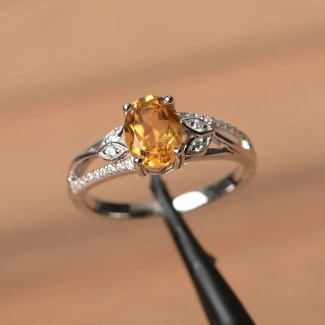 Customized Listing for Lennox - Etsy Topaz Engagement Ring Yellow, Amber Engagement Ring, Citrine Wedding Ring, Citrine Ring Engagement, Elegant Rings, Silver Promise Rings, Sterling Silver Wedding Rings, Funky Jewelry, Citrine Ring