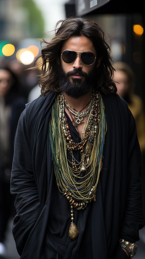 Hippie Outfits Men, Bohemian Outfit Ideas, Advanced Style Boho, Long Hairstyle Men, Men Haircut Long, Bohemian Man, Bohemian Outfit Men, Hippie Boho Outfits, Long Haircuts For Men