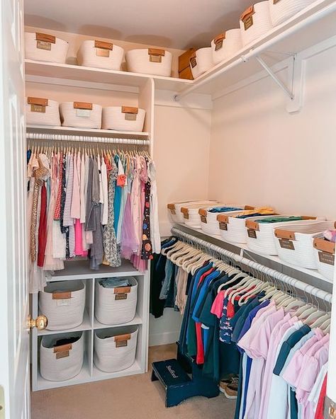 Lower Closet Storage, Double Hanging Closet Rod Height, Upper Closet Storage Ideas, Closet Rods And Shelves, Closet Rod Ideas Hanging Clothes, Closet Rod Height, Open Closet Ideas, Small Laundry Closet, Kids Closets