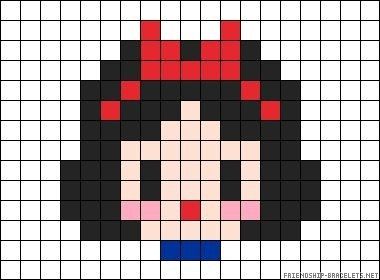 Snow White Pixel Art, 8 Bit Pixel Art Pattern, Disney Pixel Art, Pixel Art Disney, Pixel Art Mini, Pola Sweater, Easy Perler Bead Patterns, Tiny Cross Stitch, Easy Pixel Art