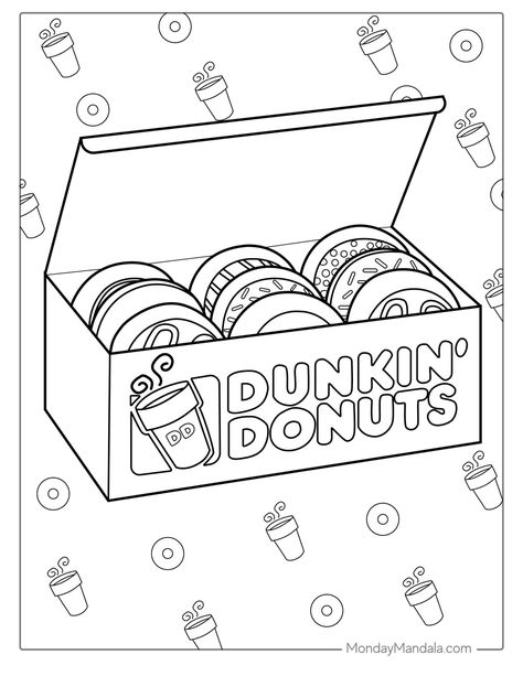 Crayola Coloring Pages Free Printable, Snack Coloring Pages, Doughnut Coloring Page, Transparent Coloring Pages, Skincare Coloring Pages, Fun Coloring Pages For Teens, Starbucks Coloring Pages, Donut Coloring Page Free Printable, Baddie Coloring Pages Easy