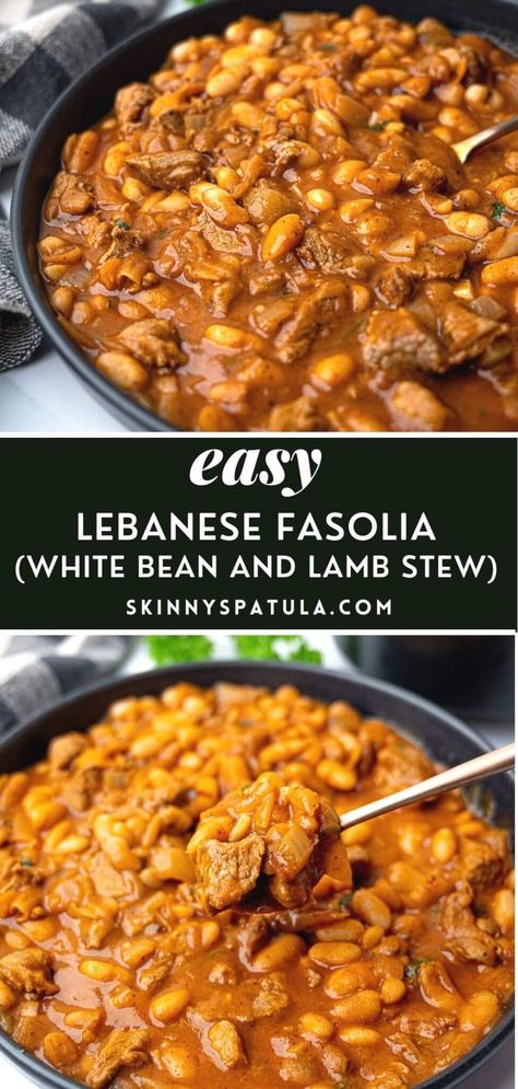 Lamb Bean Stew, Lamb And Bean Stew, Lebanese Feast Table, Lebanese Stew Recipes, Lamb And Lentils, Mediterranean Lamb Stew, Soups With Lamb, Lebanese Main Dishes, Lamb Lentil Stew