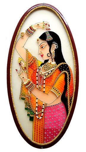 Rajput Princess, Meenakari Painting, Rajasthani Painting, Stone Decoration, Rajasthani Art, Mughal Art Paintings, Paintings For Home, Mughal Paintings, Glass Painting Designs