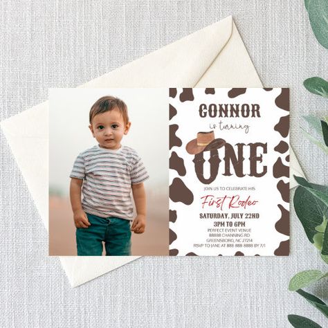 Cowboy Hat One First Rodeo 1St Birthday Party Invitation #zazzle #weddinginvitations #birthdayinvitations #babyshowerinvitations #zazzleinvitations #monogram #businesscards #graduation #homedecor Cowboy 1st Birthday Party, Rodeo 1st Birthday, 92nd Birthday, 1st Birthday Party Invitations, First Rodeo, Birthday Invitations Girl, 1st Birthday Invitations, 1st Birthday Party, Birthday Design