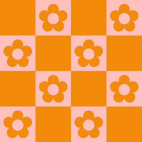 Vector groovy checkerboard and daisy flo... | Premium Vector #Freepik #vector #70s-retro #60s #70s #70s-pattern Diy Retro Decor, Floral Vector Background, Retro Pattern Geometric, Groovy Room, 60s Patterns, 1970s Hippie, Retro Painting, Geometric Vector, Retro Background