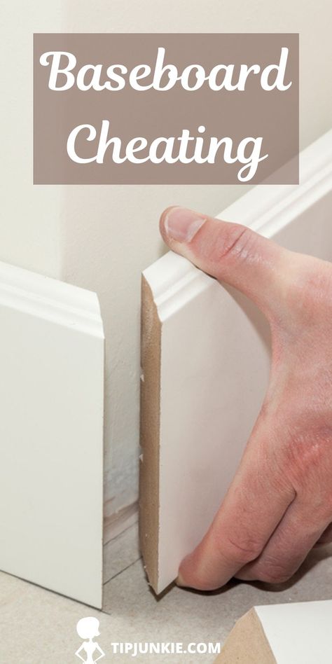 Cheap Baseboard Ideas Diy, Thick Baseboards, Baseboards And Trim Ideas, Diy Baseboards, Paradise Decor, How To Install Baseboards, Caulking Tips, Modern Baseboards, Wood Baseboard