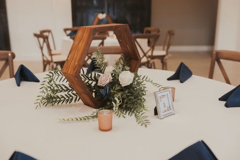 Hexagon Centerpiece Wedding Inspiration, Formal Wedding Reception, Ranch Wedding Reception, Hexagon Wedding, Houston Wedding Photographer, Wedding Reception Centerpieces, Geometric Flower, Houston Wedding, Wedding Rentals