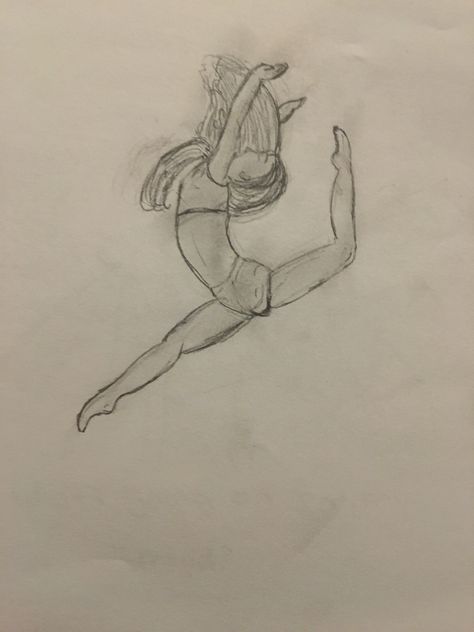 Drawing Ideas Dance, Gymnastics Sketches, How To Draw A Gymnast, Acrobatic Poses Drawing Reference, Drawing Gymnastics Poses, Dance Sketches Easy, Gimnastika Drawing, Gymnast Sketch, Drawing Gymnastics