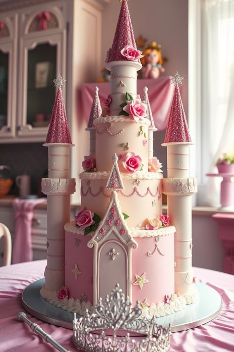 Explore fun 6th birthday cake ideas including a whimsical princess castle cake design in this engaging pin. Perfect for celebrating a child's special day with creative treats! Princess Birthday Cake Ideas, Fairytale Birthday Cake, Easy Princess Cake, 6th Birthday Cake Ideas, Enchanted Cake, Princess Castle Cakes, Fairy Castle Cake, Birthday Cake Princess, Medieval Dinner