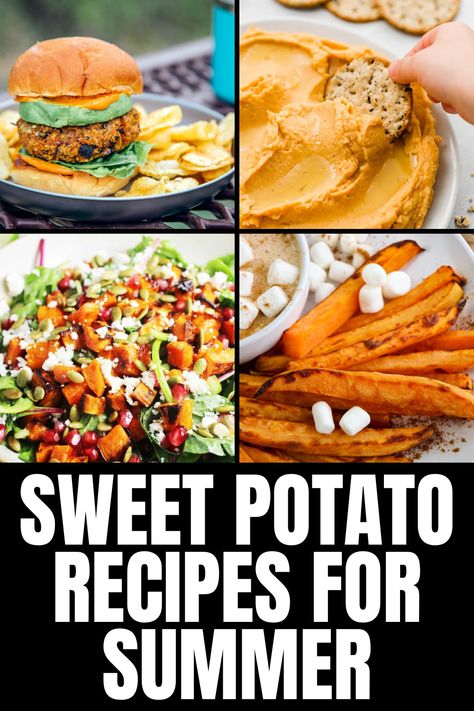 summer sweet potato recipes Sweet Potato Summer Recipes, Summer Sweet Potato Recipes, Grilled Sweet Potato Recipes, Recipes With Sweet Potatoes, Mediterranean Sweet Potatoes, Sweet Potato Noodle Salad, Savory Sweet Potato Recipes, Sweet Potato Bites, Easy Sweet Potato Recipes