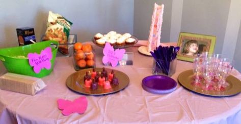 Diy Spa Birthday Party For Girls Kids, Diy Girls Spa Party For Kids, Dollar Store Spa Party, Spa Party Candles, Kids Spa Party Table, Spa Party Decorations, Spa Party, Spa Day, Dollar Stores