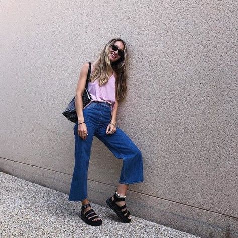 Blair Sandals, Sandals With Jeans, Casual Date Outfit Summer, Clarissa Sandals, Sandals Outfit Casual, Sandals Outfits, Martens Sandals, Dad Sandals, Black Dr Martens