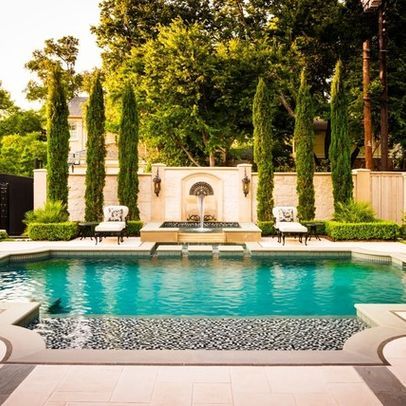 pools italian cypress trees - Google Search Italian Backyard, Mediterranean Pool, Roman Pool, Moderne Pools, Modern Pools, Dream Pools, Beautiful Pools, Custom Pools, Backyard Pool Designs